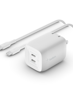 Belkin 65W Dual USB-C Power Delivery PPS Wall Charger + 2M USB-C Cable Bundle