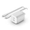 Belkin 65W Dual USB-C Power Delivery PPS Wall Charger + 2M USB-C Cable Bundle